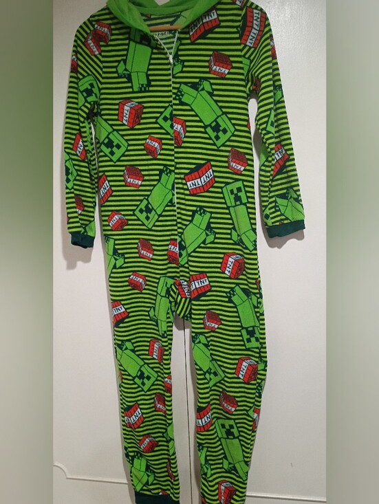 Minecraft Other - Minecraft OnePiece Pajama Creeper Hoodie Suit Boy/Girl Custome Size L 12-14